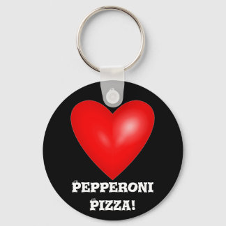 I Love Pepperoni Pizza Keychain