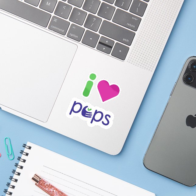 I Love PEPS sticker (Laptop w/ iPhone)