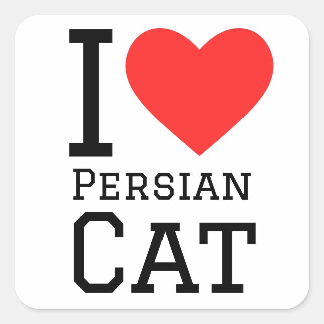 I love Persian cat  Square Sticker (Front)