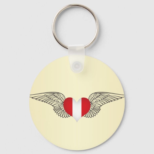 I Love Peru -wings Key Ring (Front)