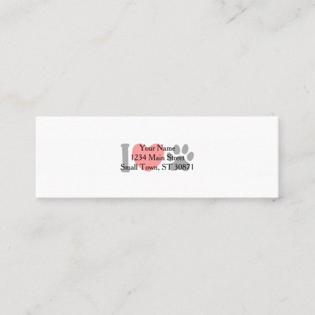 I love pet - Choose background color Mini Business Card (Front)
