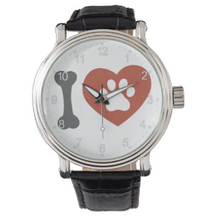 I love pet - paw in heath - Choose back color Watch