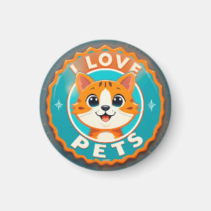 I love pets cute cat magnet