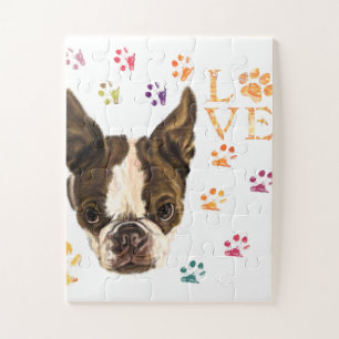 I Love Pets - Cute Puppy - Colourful Traces Drawin Jigsaw Puzzle