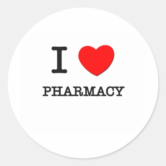 I Love Pharmacy Classic Round Sticker (Front)