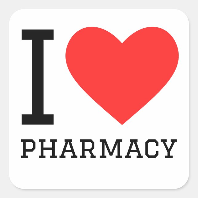 I love pharmacy  square sticker (Front)