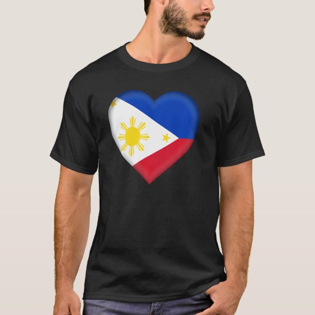 I Love Philippines Filipino Flag He Outfit Pullove T-Shirt (Front)