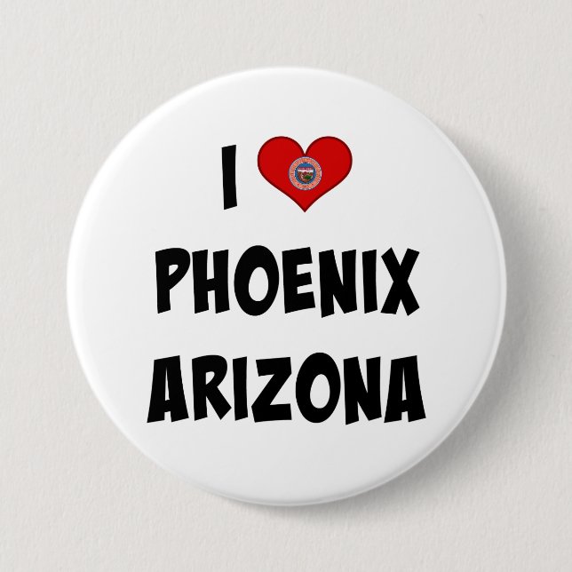 I Love Phoenix, Arizona 7.5 Cm Round Badge (Front)