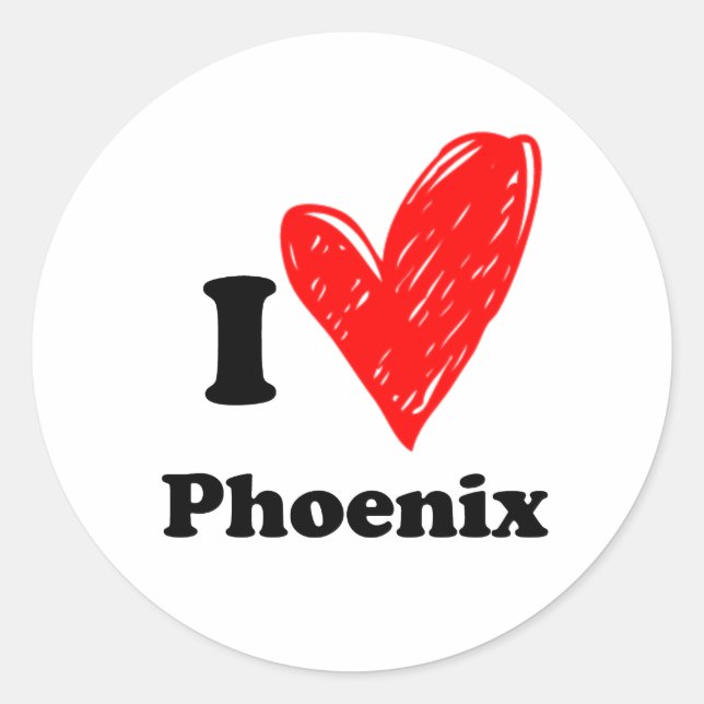 I love Phoenix Classic Round Sticker (Front)