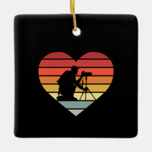 I Love Photographing Vintage Heart Ceramic Ornament