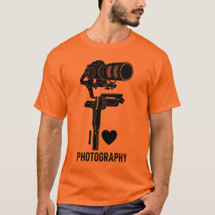 I Love Photography Camera Silhouette Graphic T-Shirt