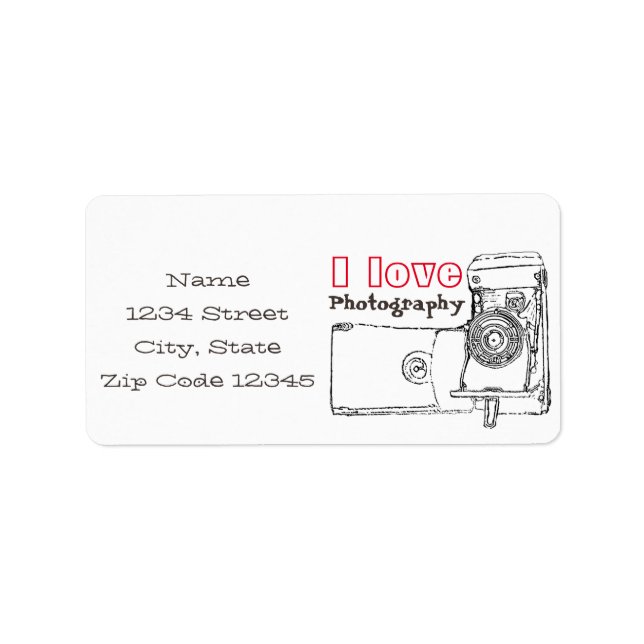 I Love Photography Retro Camera Label (Front)