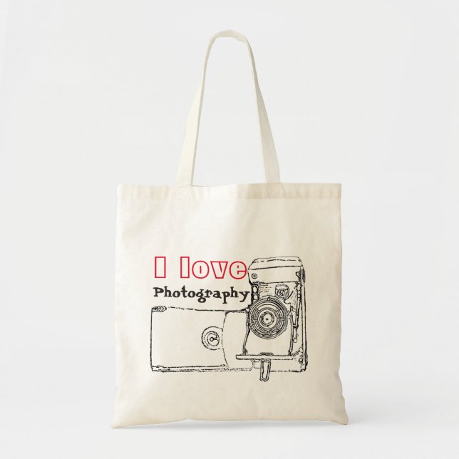 I Love Photography Retro Camera Tote Bag (Front)