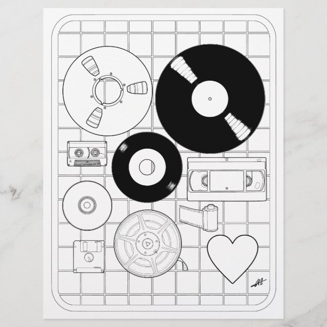 I Love Physical Media - Colouring Page. (Front)