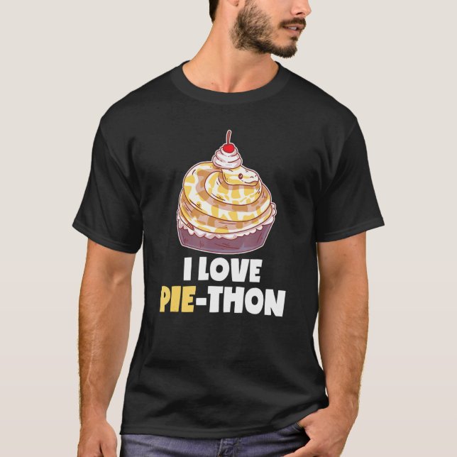 I Love Pi thon Ball Python Pie Cake Pet Snake Anim T-Shirt (Front)
