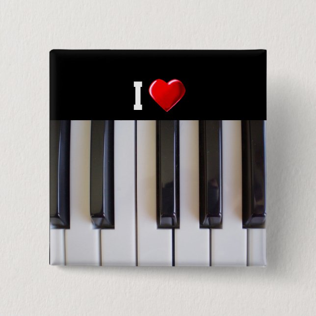 I Love Piano 15 Cm Square Badge (Front)