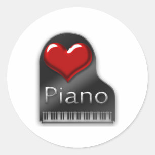 I Love Piano Classic Round Sticker