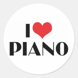 I Love Piano Classic Round Sticker