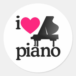 I Love Piano Classic Round Sticker