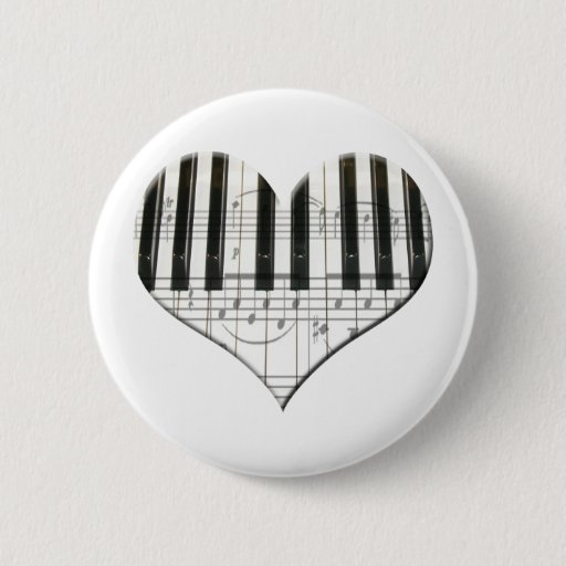 Image of I Love Piano or Organ Music Heart Keyboard 6 Cm Round Badge