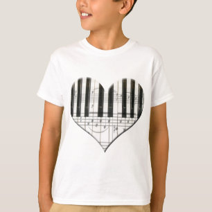 I Love Piano or Organ Music Heart Keyboard T-Shirt