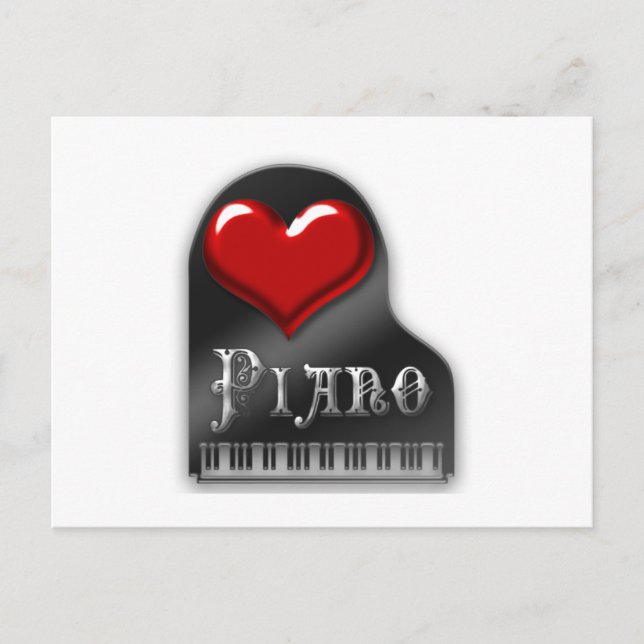 I Love Piano Postcard (Front)