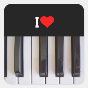 I Love Piano Square Sticker