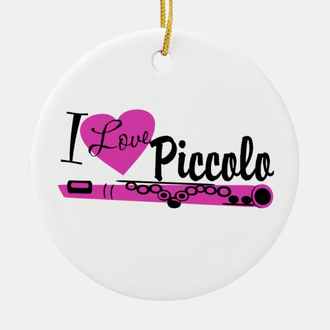I Love Piccolo Marching Band Photo Ceramic Tree Decoration (Front)