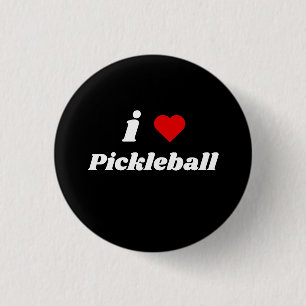 I Love Pickleball 3 Cm Round Badge