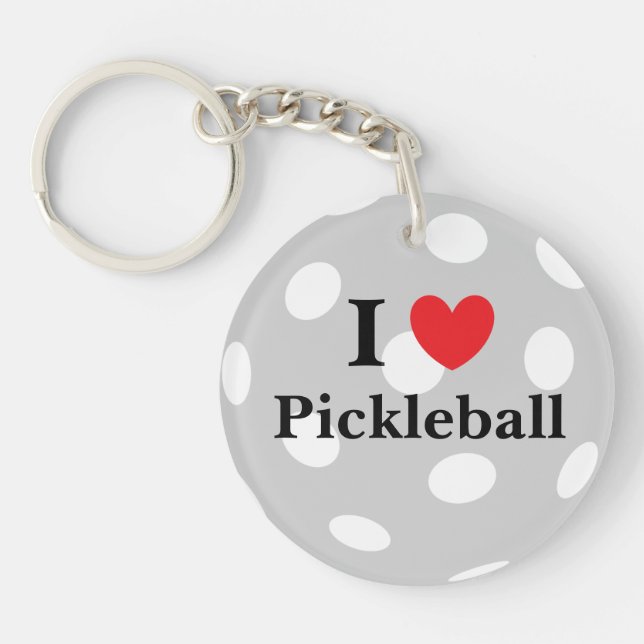 I Love Pickleball Acrylic Keychain (Front)