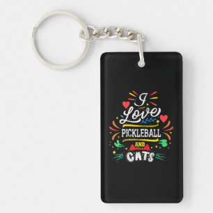 I Love Pickleball And Cats Pickleball Lover Coach Key Ring