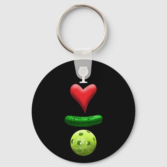 I love Pickleball - Black Key Ring (Front)