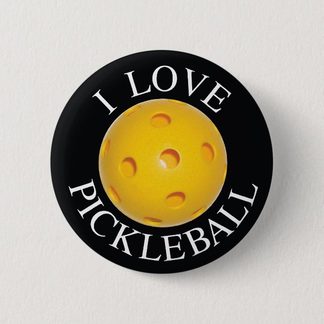 I Love Pickleball Button / Badge (Front)