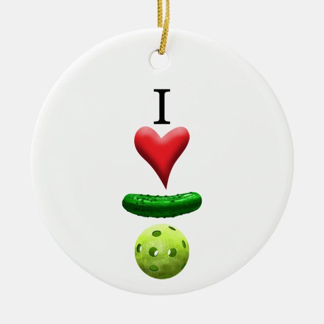 I Love Pickleball - Ceramic Tree Decoration (Front)