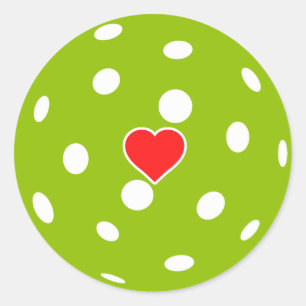 I love pickleball green ball with heart classic round sticker