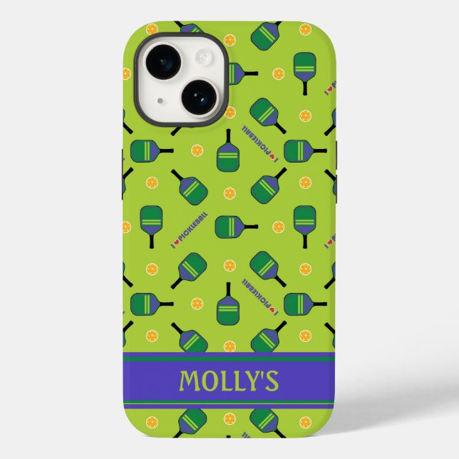 I love Pickleball green  Iphone 14 Case-Mate iPhone Case (Back)
