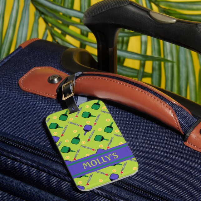 I love Pickleball green Luggage Tag (Front Insitu 1)