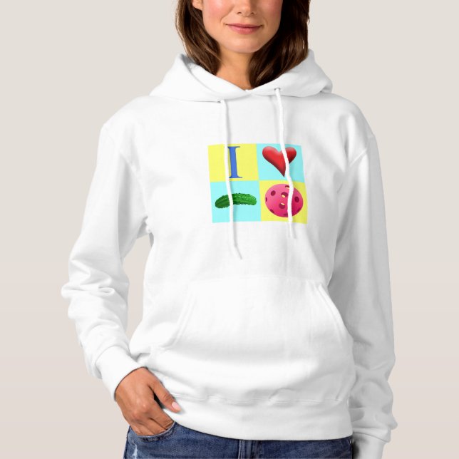 I Love Pickleball Images Hoodie (Front)