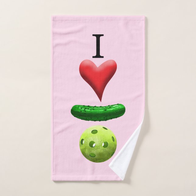 I Love Pickleball Logo - Pink - Sweat Towel (Hand Towel)