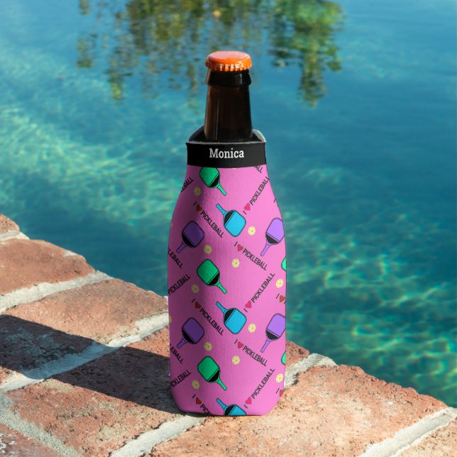 I love Pickleball pink  Bottle Cooler (In Situ Pool)