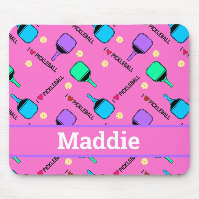 I love Pickleball pink  Mouse Mat (Front)