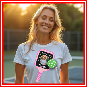 I Love Pickleball Pink Paddle Cute Sports PHOTO Tri-Blend Shirt