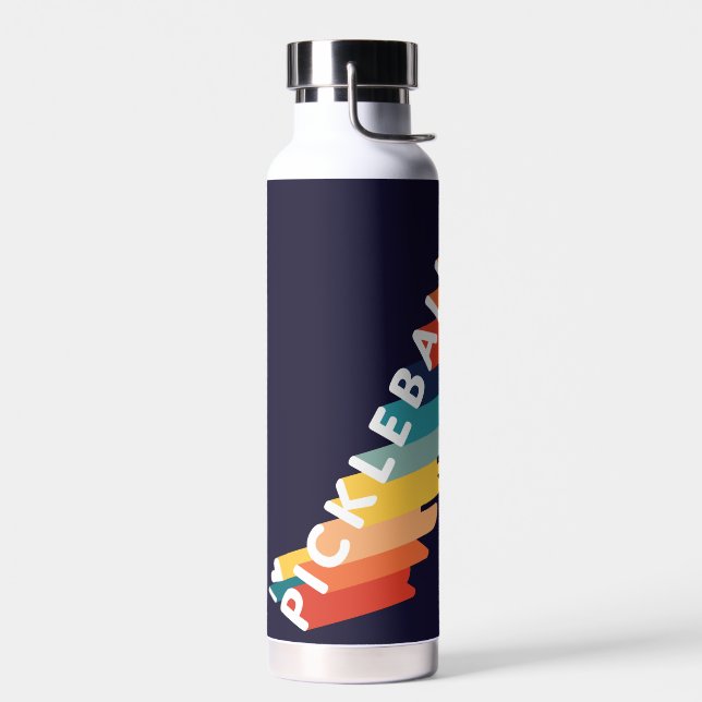 I Love Pickleball Rainbow Retro Water Bottle (Left)