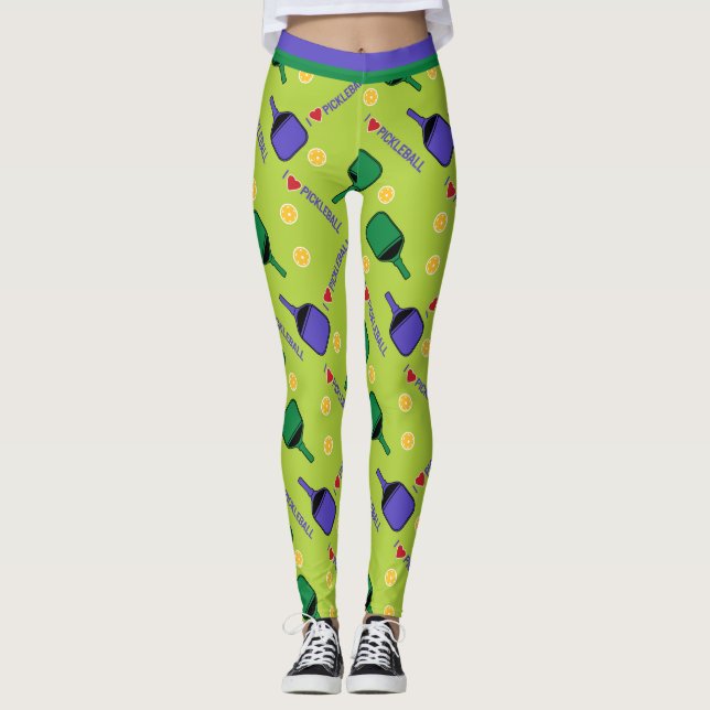 I love Pickleball (Smaller tile size) Leggings (Front)