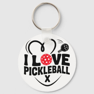 I love pickleball valentine day heart key ring