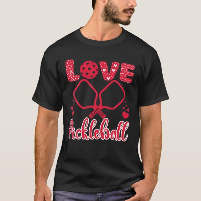 I Love Pickleball Valentine's Day I Heart Pickleba T-Shirt (Front)