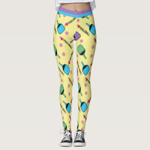 I love Pickleball  yellow (Smaller tile size) Leggings