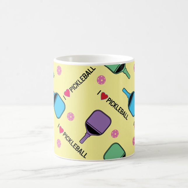 I love pickleballs on mellow yellow coffee mug (Center)