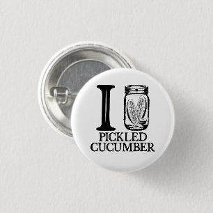 I Love Pickled Cucumber - Vintage Pickle Cucumber 3 Cm Round Badge