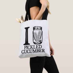 I Love Pickled Cucumber - Vintage Pickle Cucumber Tote Bag